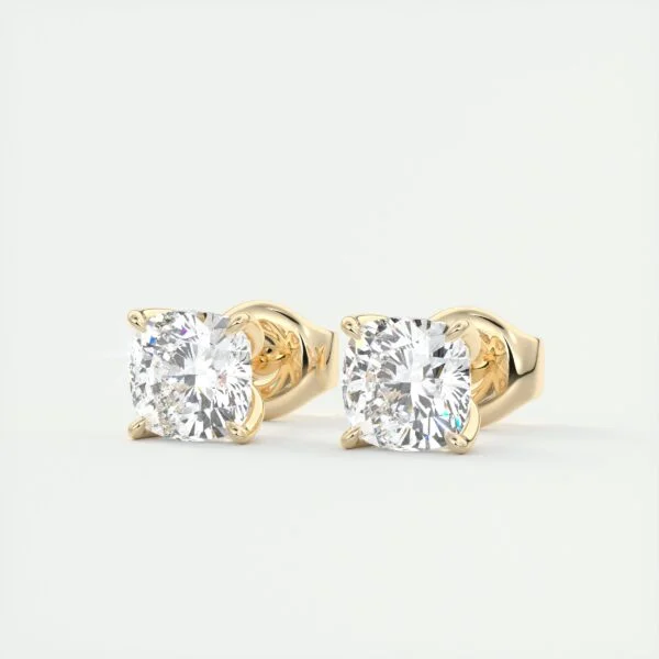 1 Carat Cushion Cut Lab Diamond Stud Earrings