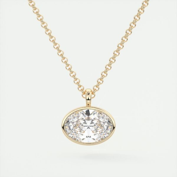 Oval Diamond Bezel Pendant - Image 10