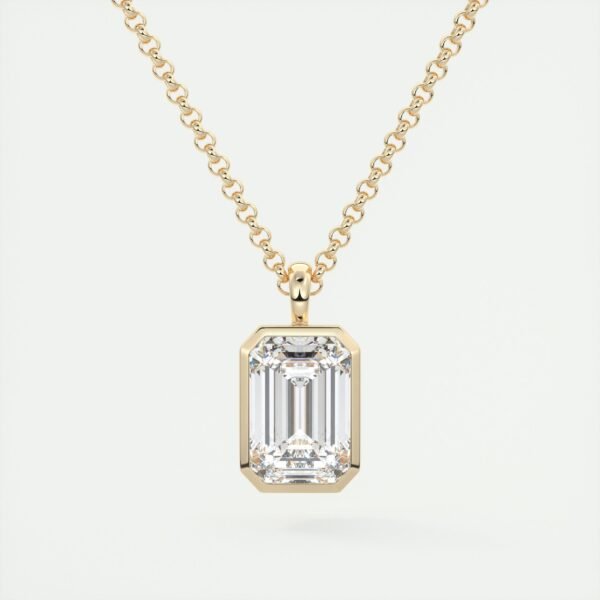 Emerald Cut Diamond Bezel Pendant - Image 12