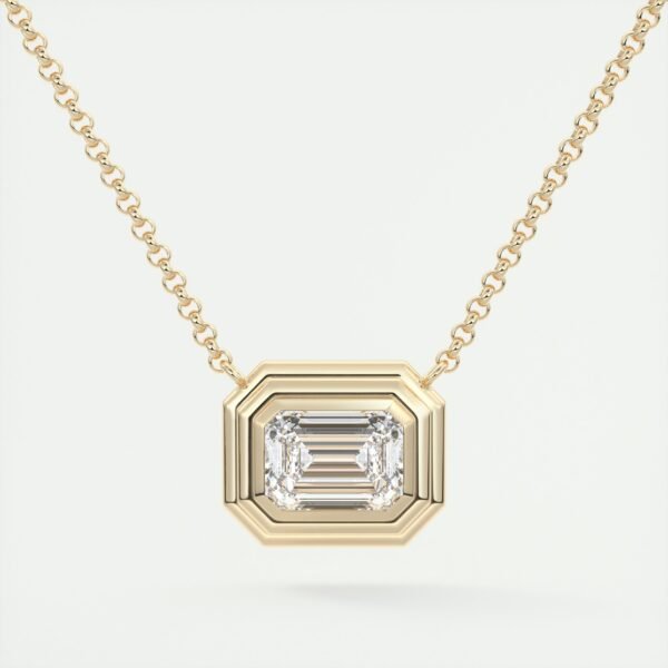 Geometric Emerald Cut Diamond Pendant - Image 12