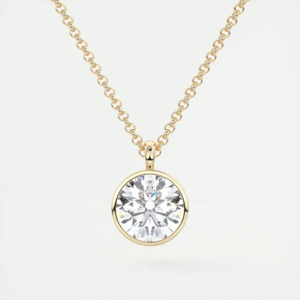 Bezel-Set Round Diamond Pendant - Image 12