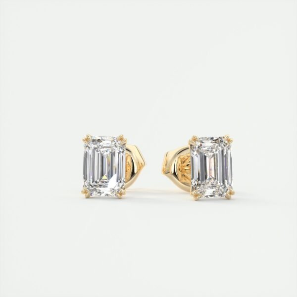 Emerald Cut Diamond Stud Earrings - Image 11