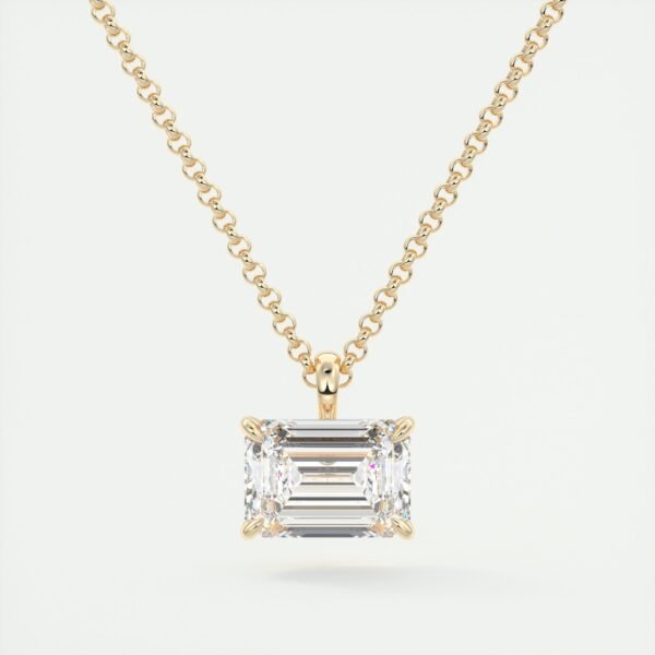Emerald Cut Diamond Solitaire Pendant - Image 12