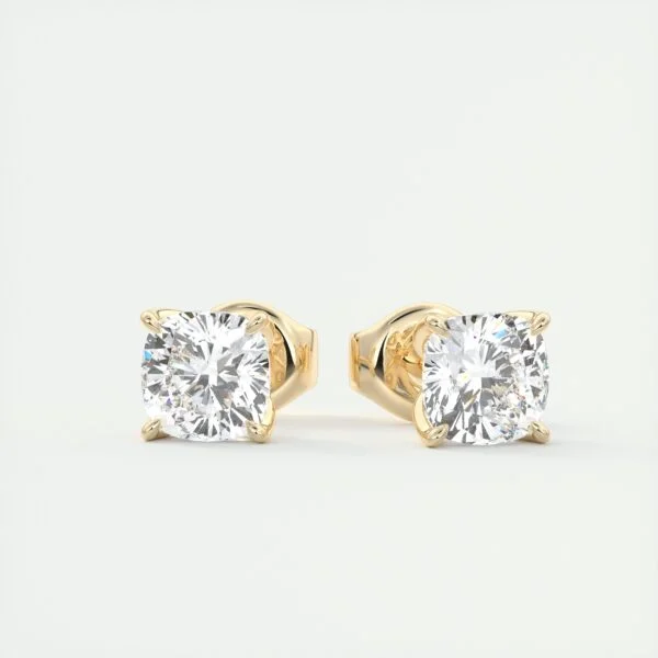1 Carat Cushion Cut Lab Diamond Stud Earrings - Image 3