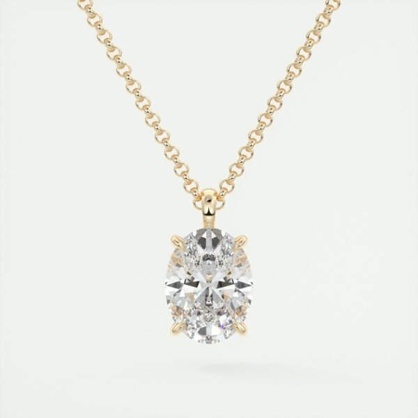 Classic Oval Diamond Solitaire Pendant - Image 3