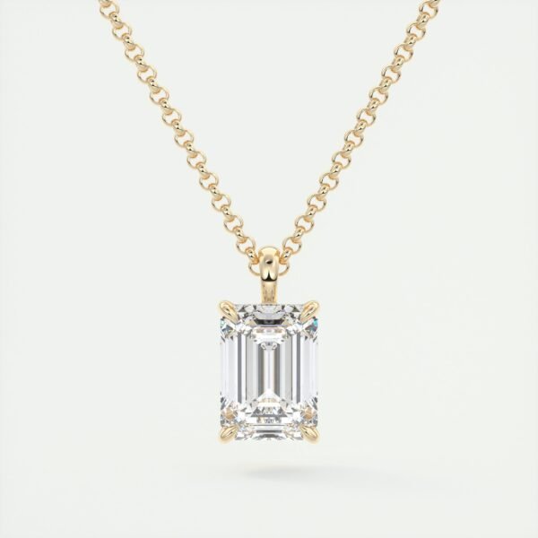 Emerald Cut Diamond Solitaire Pendant - Image 11