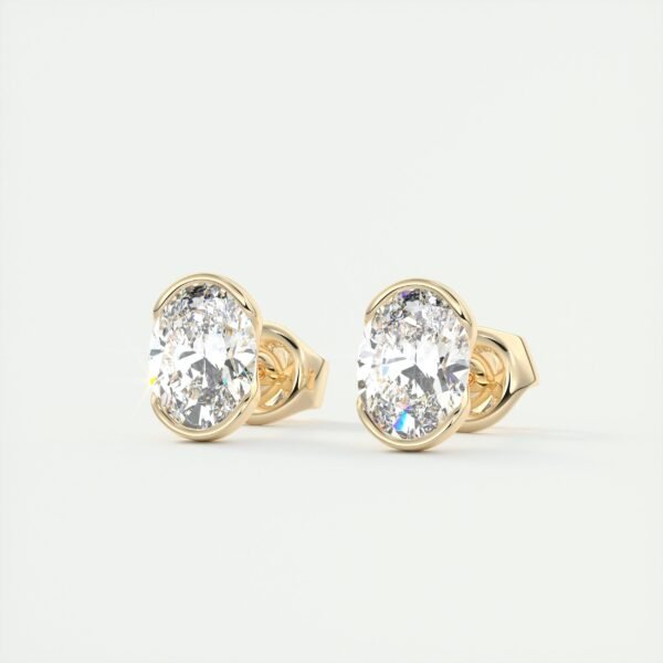 1.5 Carat Oval Bezel Lab Diamond Stud Earrings - Image 12