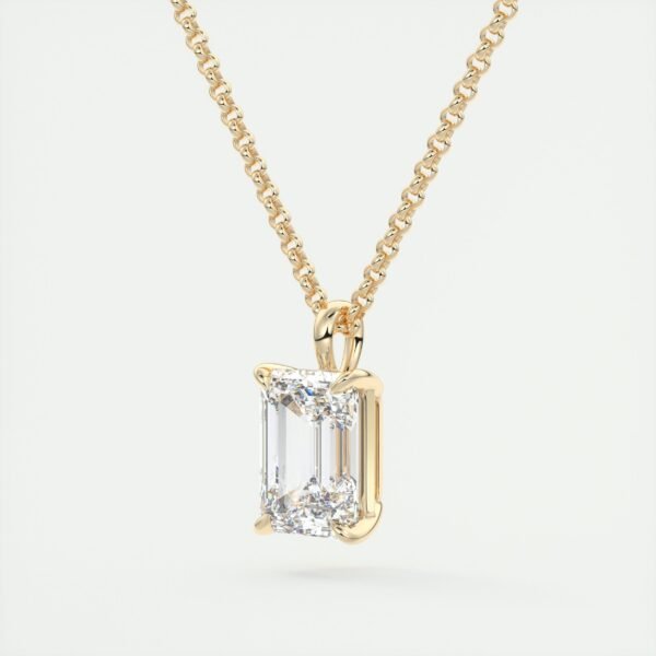 Emerald Cut Diamond Solitaire Pendant - Image 12