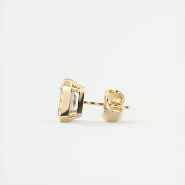 3 Carat Oval Bezel Lab Diamond Stud Earrings - Image 3