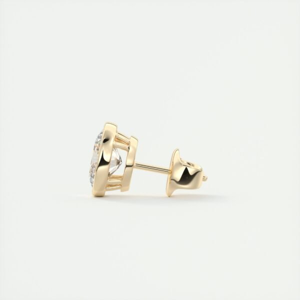 3 Carat Oval Bezel Lab Diamond Stud Earrings - Image 2
