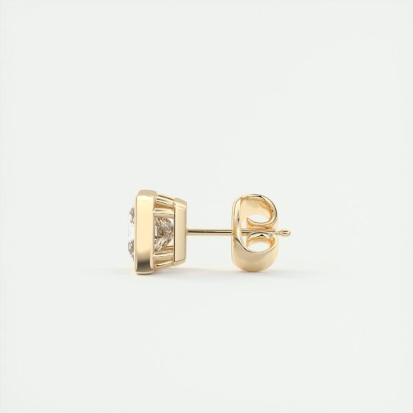 1ct Princess Cut Half Bezel Lab Diamond Stud Earrings - Image 13