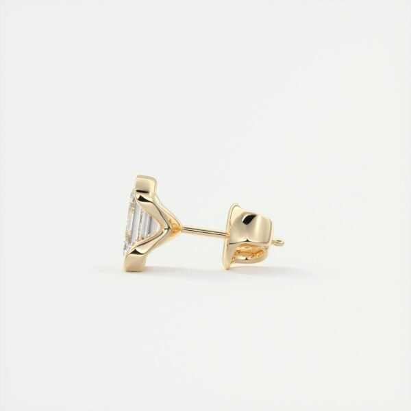 Emerald Cut Diamond Half-Bezel Stud Earrings - Image 12